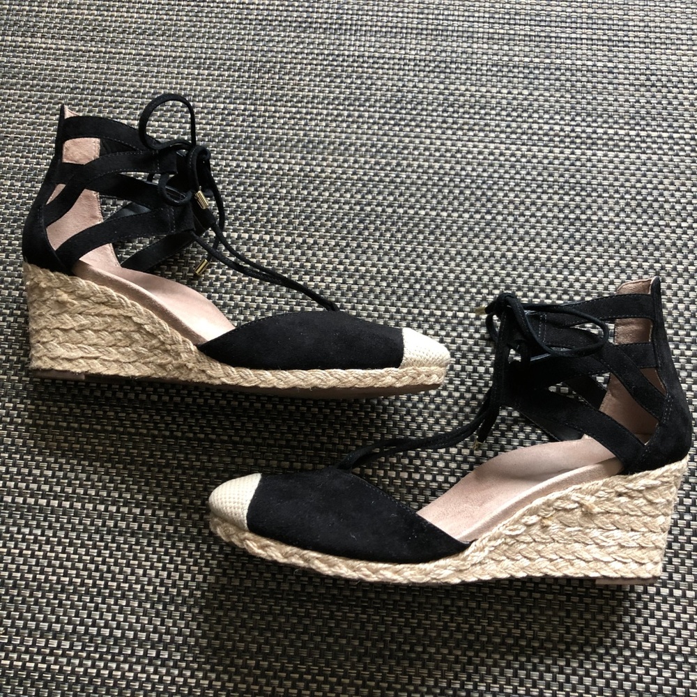 Vionic CALYPSO Black Suede Espadrille Sandals 8.5